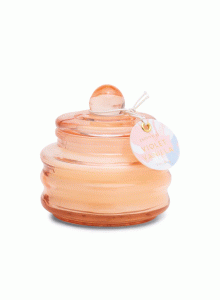 Стъклена мини соева свещ с капак Падивакс Beam - розова - виолетка и ванилия